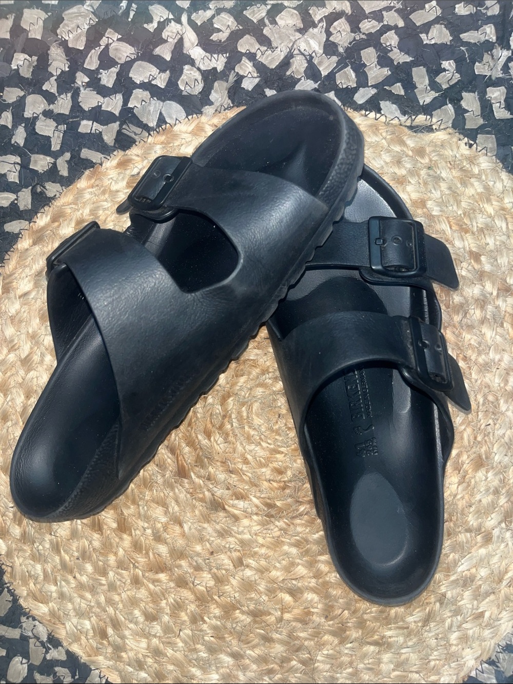 Birkenstock Black Two-Buckle Slide Sandals